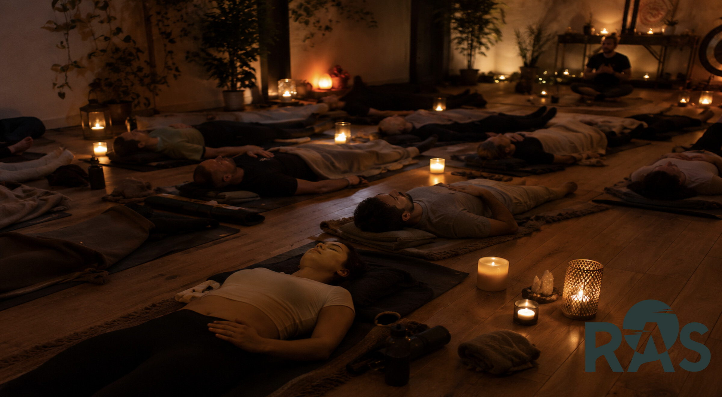 Groepssessie ademwerk en meditatie bij kaarslicht bij RAS PTC